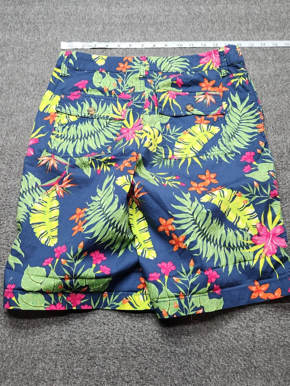 Style & Co Shorts‎ Womens 4 Tropical Floral Navy Stretch Summer Casual